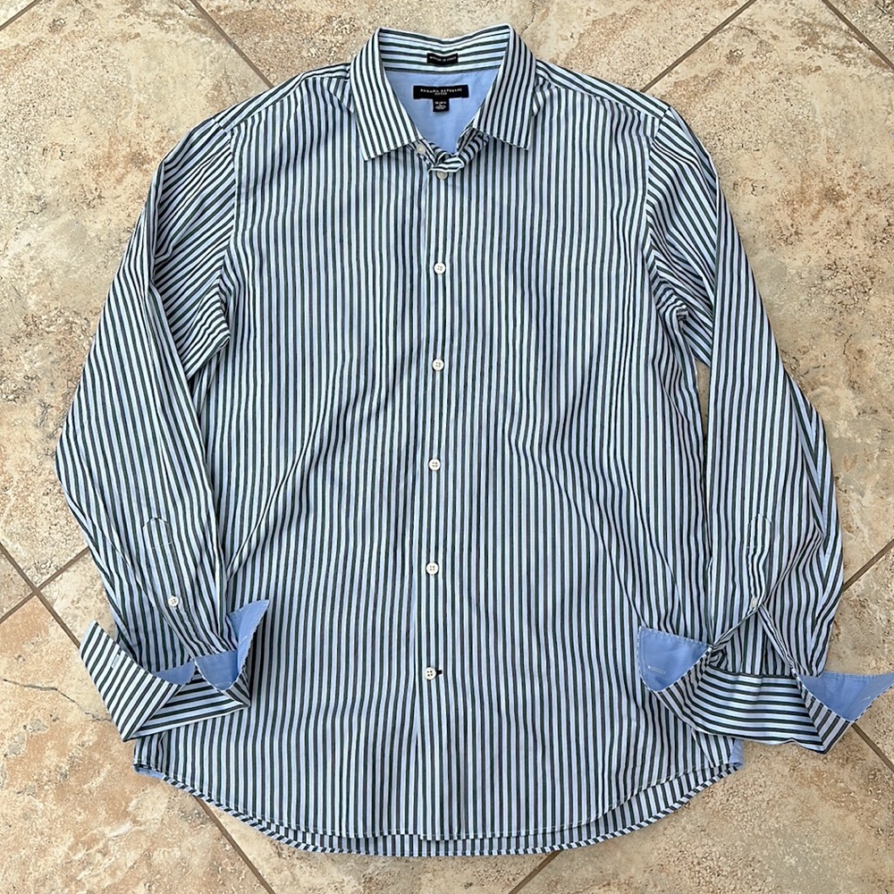 Banana Republic Striped Button Down Sleeve Dress Shirt Men’s L Large 16/16.5